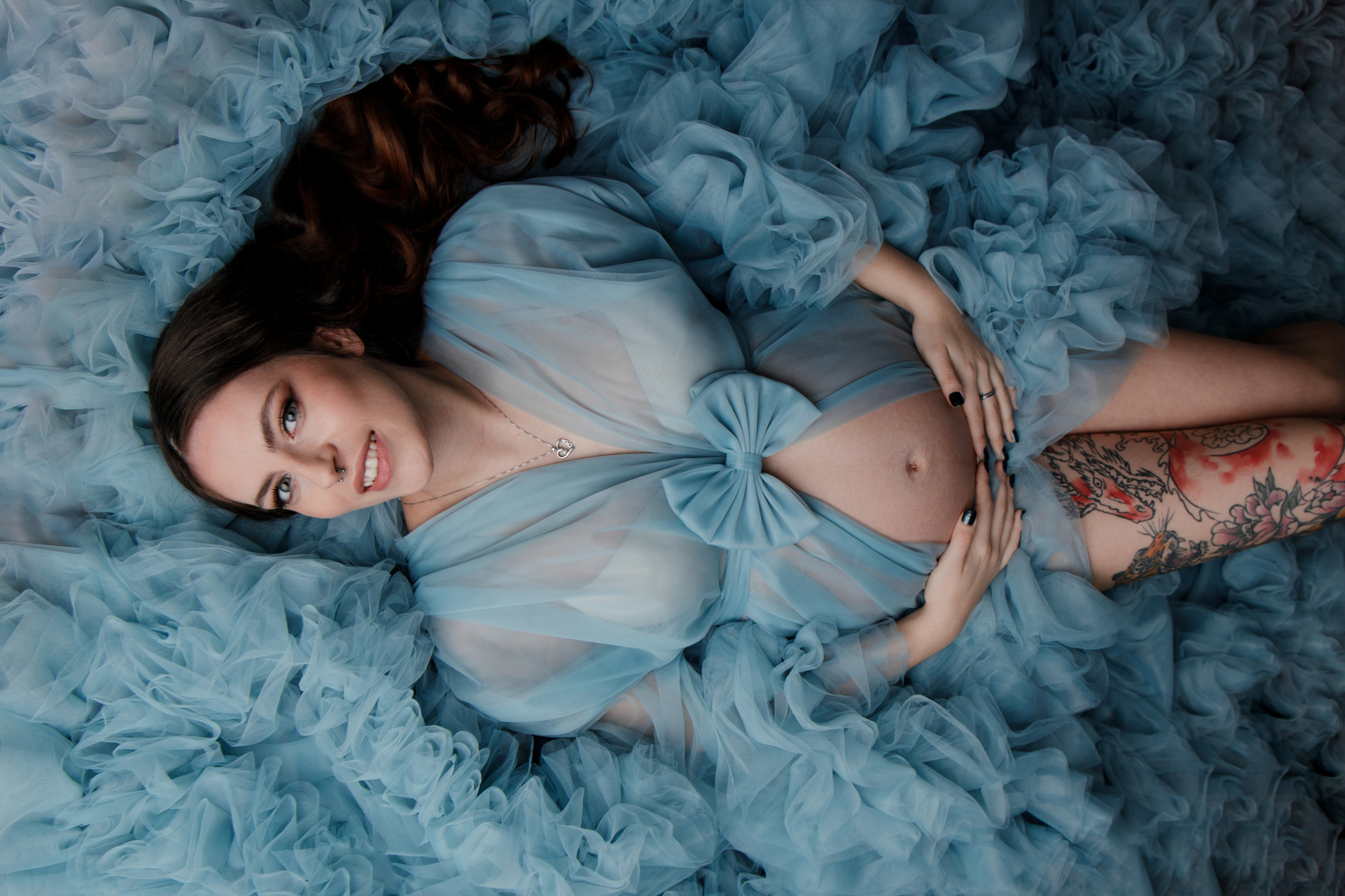 babybauch schwangerschaft Tüll Kleid Blau heilbronn ludwigsburg stuttgart